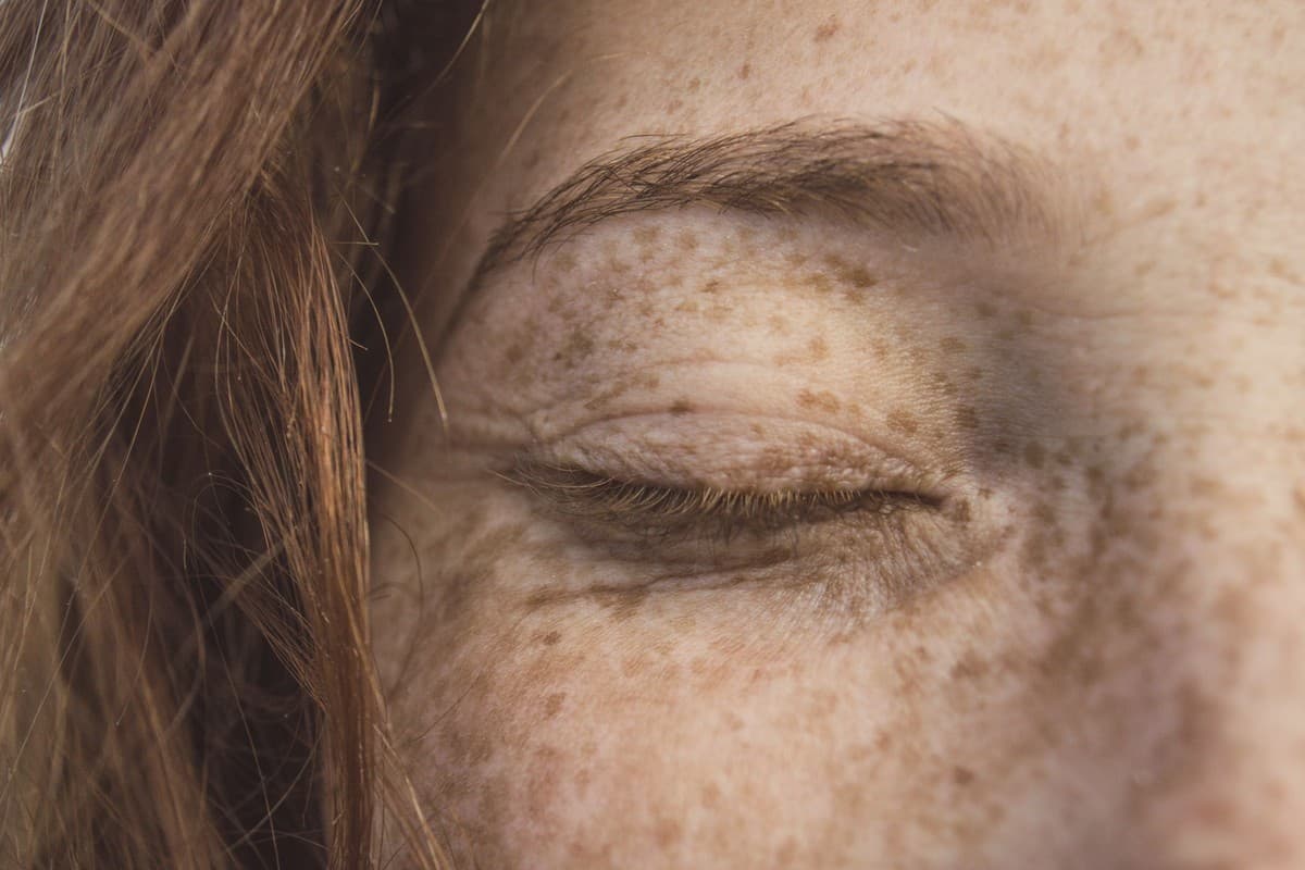 Close-up view of a closed eyelid
